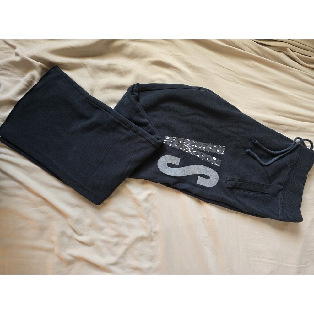 Victoria Secret Sweatpants VS Bling logo M tall wide leg pant VTG medium long